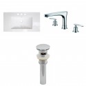 American Imaginations AI-16673 Ceramic Top Set In White Color With 8-in. o.c. CUPC Faucet And Drain