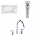 American Imaginations AI-16677 Ceramic Top Set In White Color With 8-in. o.c. CUPC Faucet And Drain
