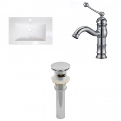 American Imaginations AI-16683 Ceramic Top Set In White Color With Single Hole CUPC Faucet And Drain