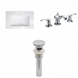 American Imaginations AI-16685 Ceramic Top Set In White Color With 8-in. o.c. CUPC Faucet And Drain