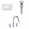 American Imaginations AI-16690 Ceramic Top Set In White Color With 8-in. o.c. CUPC Faucet And Drain