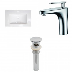American Imaginations AI-16693 Ceramic Top Set In White Color With Single Hole CUPC Faucet And Drain