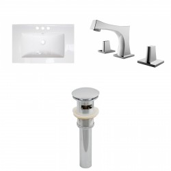 American Imaginations AI-16697 Ceramic Top Set In White Color With 8-in. o.c. CUPC Faucet And Drain