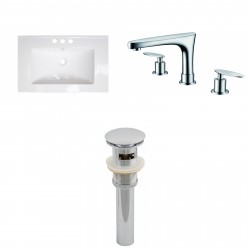 American Imaginations AI-16699 Ceramic Top Set In White Color With 8-in. o.c. CUPC Faucet And Drain