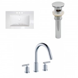 American Imaginations AI-16703 Ceramic Top Set In White Color With 8-in. o.c. CUPC Faucet And Drain