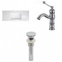 American Imaginations AI-16722 Ceramic Top Set In White Color With Single Hole CUPC Faucet And Drain