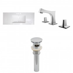 American Imaginations AI-16723 Ceramic Top Set In White Color With 8-in. o.c. CUPC Faucet And Drain