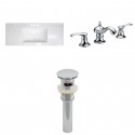 American Imaginations AI-16724 Ceramic Top Set In White Color With 8-in. o.c. CUPC Faucet And Drain