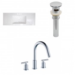 American Imaginations AI-16729 Ceramic Top Set In White Color With 8-in. o.c. CUPC Faucet And Drain