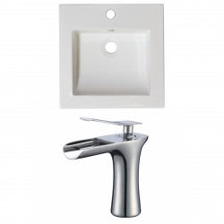American Imaginations AI-18112 Ceramic Top Set In White Color With Single Hole CUPC Faucet