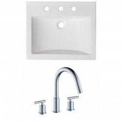 American Imaginations AI-18192 Ceramic Top Set In White Color With 8-in. o.c. CUPC Faucet