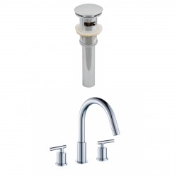 American Imaginations AI-8022 8-in. o.c. CUPC Approved Brass Faucet Set In Chrome Color With Drain