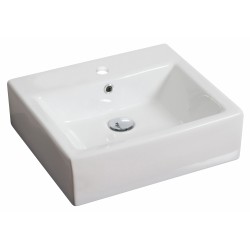 American Imaginations AI-133 21-in. W x 16.5-in. D Above Counter Rectangle Vessel In White Color For Single Hole Faucet