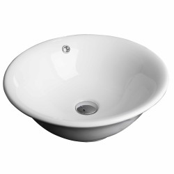 American Imaginations AI-134 17-in. W x 17-in. D Above Counter Round Vessel In White Color For Deck Mount Faucet