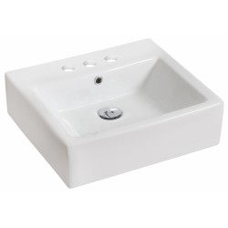 American Imaginations AI-438 21-in. W x 16.5-in. D Above Counter Rectangle Vessel In White Color For 4-in. o.c. Faucet