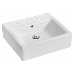 American Imaginations AI-439 21-in. W x 16.5-in. D Above Counter Rectangle Vessel In White Color For 8-in. o.c. Faucet