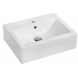 American Imaginations AI-685 20.25-in. W x 16.25-in. D Wall Mount Rectangle Vessel In White Color For Single Hole Faucet