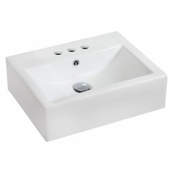 American Imaginations AI-686 20.25-in. W x 16.25-in. D Wall Mount Rectangle Vessel In White Color For 4-in. o.c. Faucet