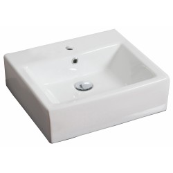 American Imaginations AI-690 21-in. W x 16.5-in. D Wall Mount Rectangle Vessel In White Color For Single Hole Faucet