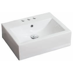American Imaginations AI-691 21-in. W x 16.5-in. D Wall Mount Rectangle Vessel In White Color For 4-in. o.c. Faucet
