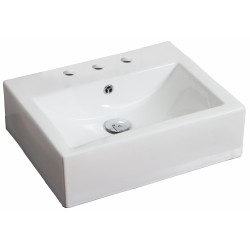 American Imaginations AI-692 21-in. W x 16.5-in. D Wall Mount Rectangle Vessel In White Color For 8-in. o.c. Faucet