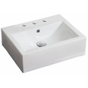 American Imaginations AI-692 21-in. W x 16.5-in. D Wall Mount Rectangle Vessel In White Color For 8-in. o.c. Faucet
