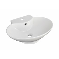 American Imaginations AI-703 22.75-in. W x 17.25-in. D Wall Mount Oval Vessel In White Color For Single Hole Faucet