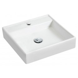 American Imaginations AI-1119 17.5-in. W x 17.5-in. D Wall Mount Square Vessel In White Color For Single Hole Faucet