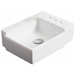 American Imaginations AI-1302 16.25-in. W x 11.75-in. D Above Counter Rectangle Vessel In White Color For 4-in. o.c. Faucet
