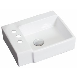 American Imaginations AI-1306 16.25-in. W x 11.75-in. D Above Counter Rectangle Vessel In White Color For 4-in. o.c. Faucet
