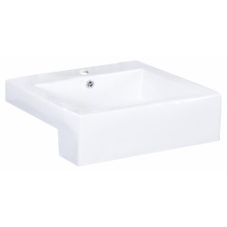 American Imaginations AI-1581 20.25-in. W x 19-in. D Semi-Recessed Rectangle Vessel In White Color For Single Hole Faucet