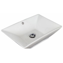 American Imaginations AI-1734 22-in. W x 14.75-in. D Above Counter Rectangle Vessel In White Color For Deck Mount Faucet