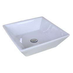 American Imaginations AI-11021 15.75-in. W x 15.75-in. D Above Counter Square Vessel In White Color For Deck Mount Faucet