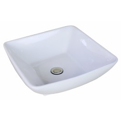 American Imaginations AI-11024 16.5-in. W x 16.5-in. D Above Counter Square Vessel In White Color For Deck Mount Faucet