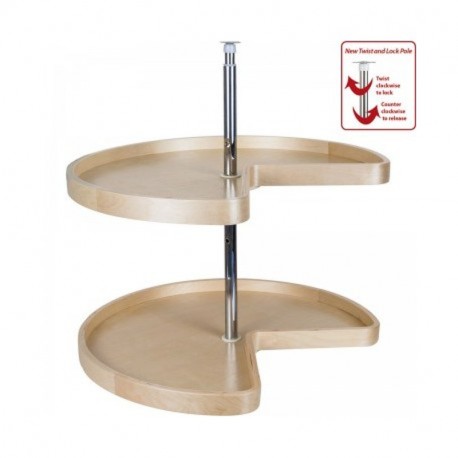 Hardware Resources Kidney Banded Lazy Susan Set with Twist and Lock Adjustable Pole