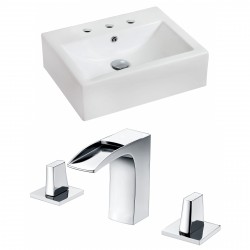 American Imaginations AI-15088 Rectangle Vessel Set In White Color With 8-in. o.c. CUPC Faucet