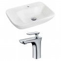 American Imaginations AI-15094 Rectangle Vessel Set In White Color With Single Hole CUPC Faucet
