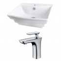 American Imaginations AI-15101 Rectangle Vessel Set In White Color With Single Hole CUPC Faucet