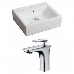 American Imaginations AI-15108 Rectangle Vessel Set In White Color With Single Hole CUPC Faucet