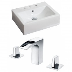 American Imaginations AI-15116 Rectangle Vessel Set In White Color With 8-in. o.c. CUPC Faucet