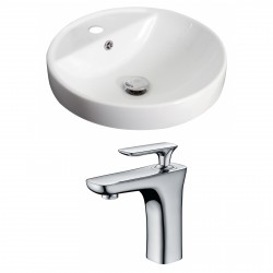 American Imaginations AI-15171 Round Vessel Set In White Color With Single Hole CUPC Faucet