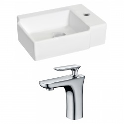 American Imaginations AI-15197 Rectangle Vessel Set In White Color With Single Hole CUPC Faucet