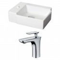 American Imaginations AI-15204 Rectangle Vessel Set In White Color With Single Hole CUPC Faucet