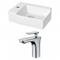 American Imaginations AI-15211 Rectangle Vessel Set In White Color With Single Hole CUPC Faucet