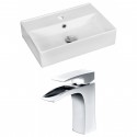 American Imaginations AI-15219 Rectangle Vessel Set In White Color With Single Hole CUPC Faucet