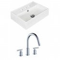American Imaginations AI-15228 Rectangle Vessel Set In White Color With 8-in. o.c. CUPC Faucet