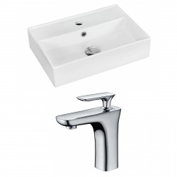 American Imaginations AI-15232 Rectangle Vessel Set In White Color With Single Hole CUPC Faucet