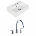 American Imaginations AI-15242 Rectangle Vessel Set In White Color With 8-in. o.c. CUPC Faucet