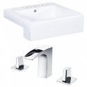 American Imaginations AI-15247 Rectangle Vessel Set In White Color With 8-in. o.c. CUPC Faucet
