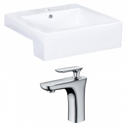 American Imaginations AI-15253 Rectangle Vessel Set In White Color With Single Hole CUPC Faucet